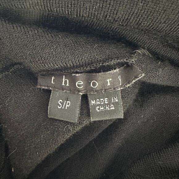 Theory Black Merino Wool Soft Light Weight Cowl Short Sleeve Sweater Dress Small - Picture 5 of 6